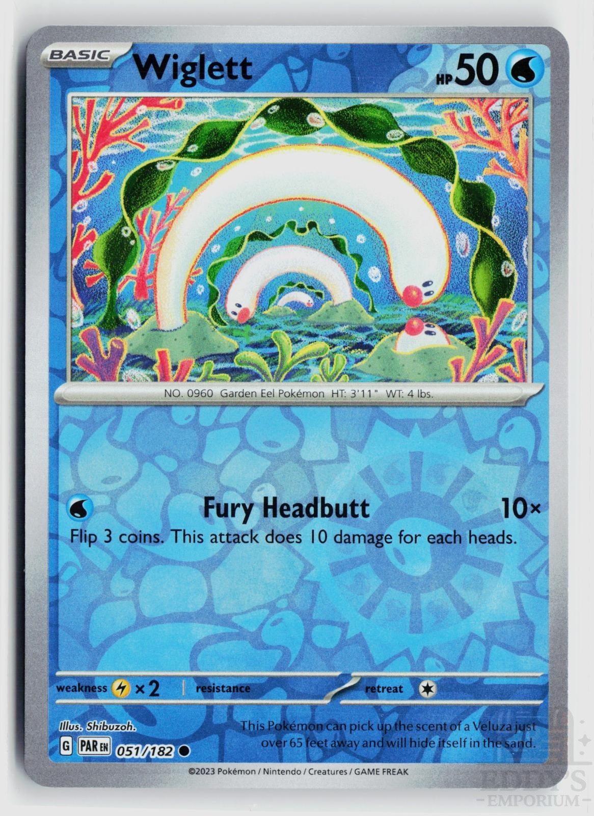 Wiglett 051/182 Paradox Rift Pokemon Reverse Holo Common NM