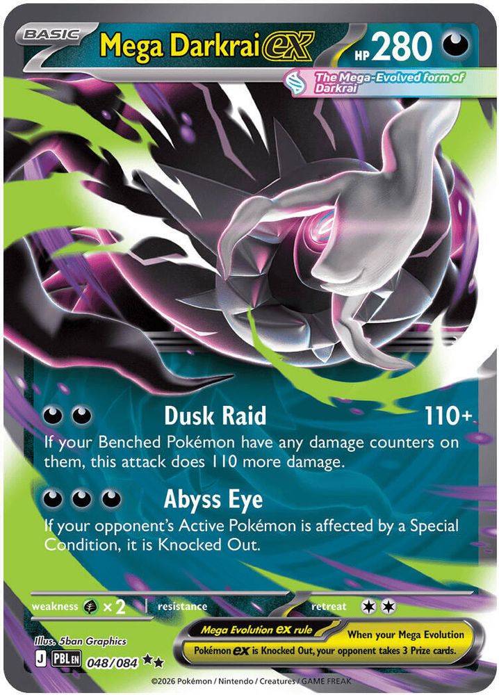 Mega Darkrai ex 048/084 Pitch Black Pokemon Holo Double Rare