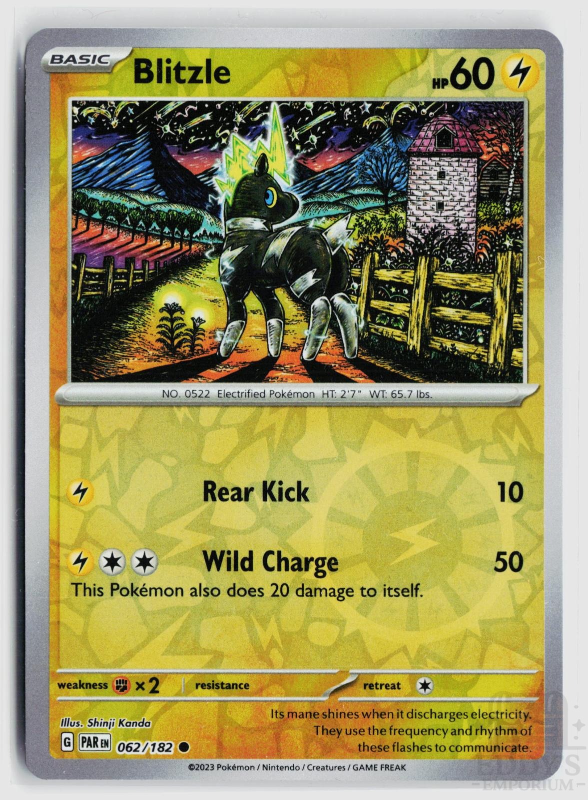 Blitzle 062/182 Paradox Rift Pokemon Reverse Holo Common NM