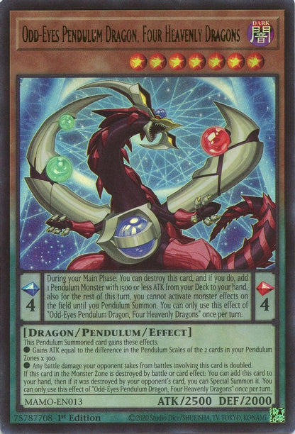 Odd-Eyes Pendulum Dragon, Four Heavenly Dragons MAMO-EN013 Magnificent Monsters Yu-Gi-Oh 1st Edition NM