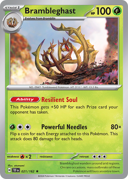 Brambleghast 021/162 Temporal Forces Pokemon Holo Rare NM