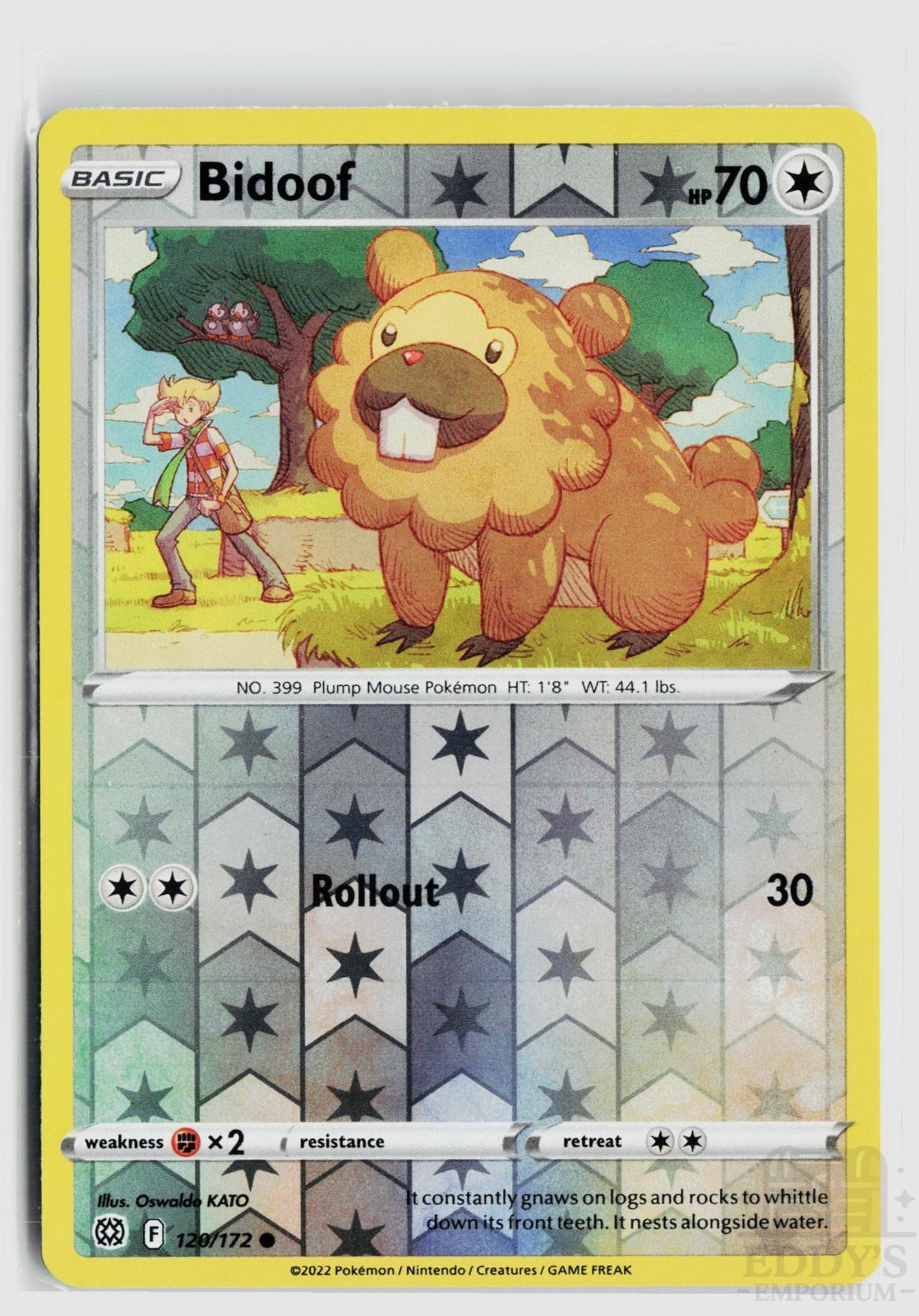 Bidoof 120/172 Brilliant Stars Pokemon Reverse Holo Common NM