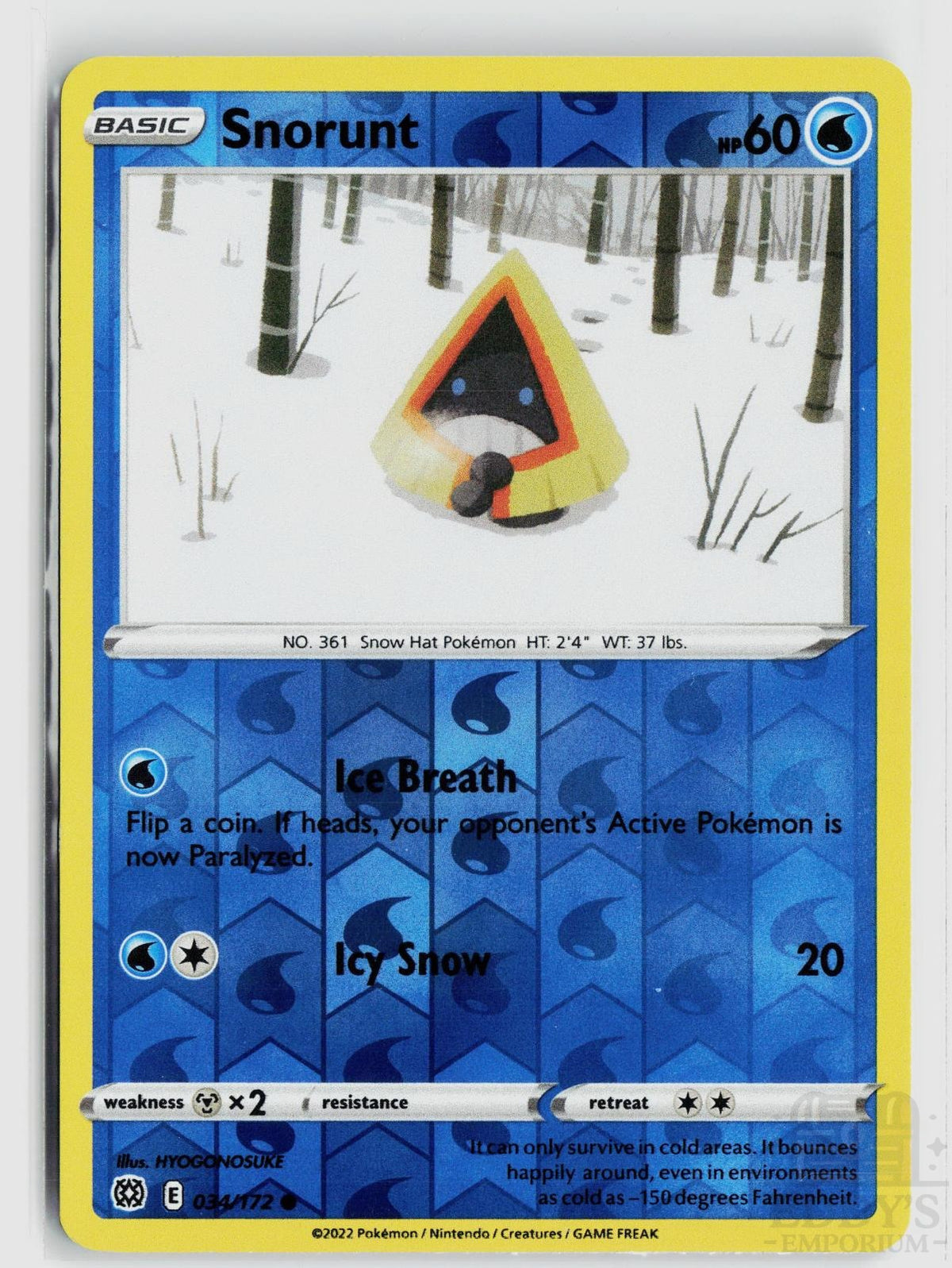 Snorunt 034/172 Brilliant Stars Pokemon Reverse Holo Common NM