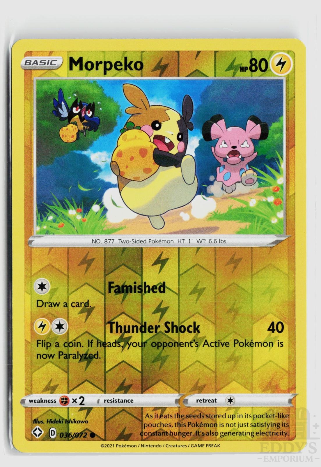 Morpeko 036/072 Shining Fates Pokemon Reverse Holo Common NM