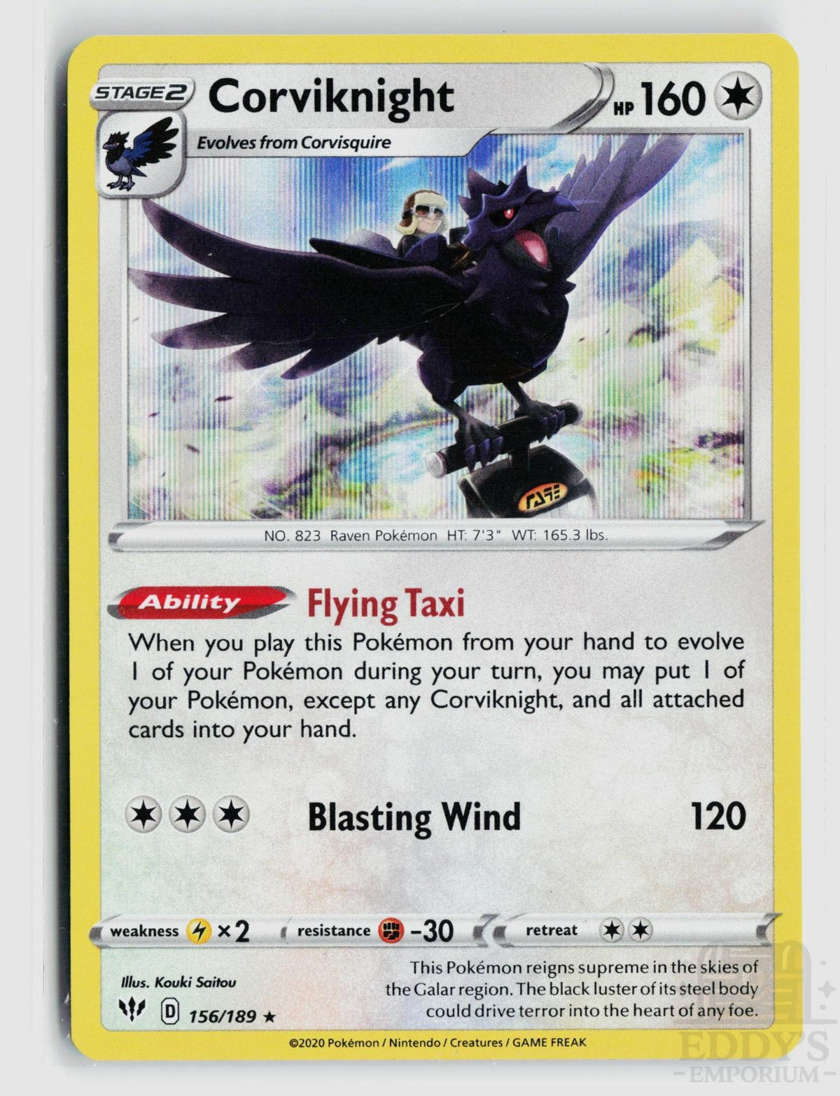 Corviknight 156/189 Darkness Ablaze Pokemon Holo Rare NM