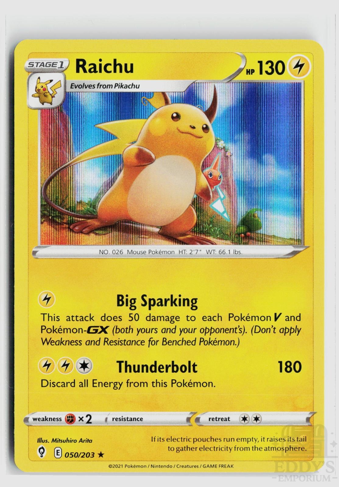 Raichu 050/203 Evolving Skies Pokemon Holo Rare NM