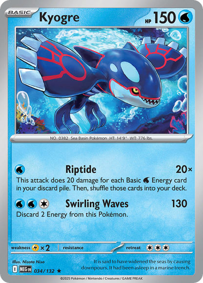 Kyogre 034/132 Mega Evolution Pokemon Holo Rare NM