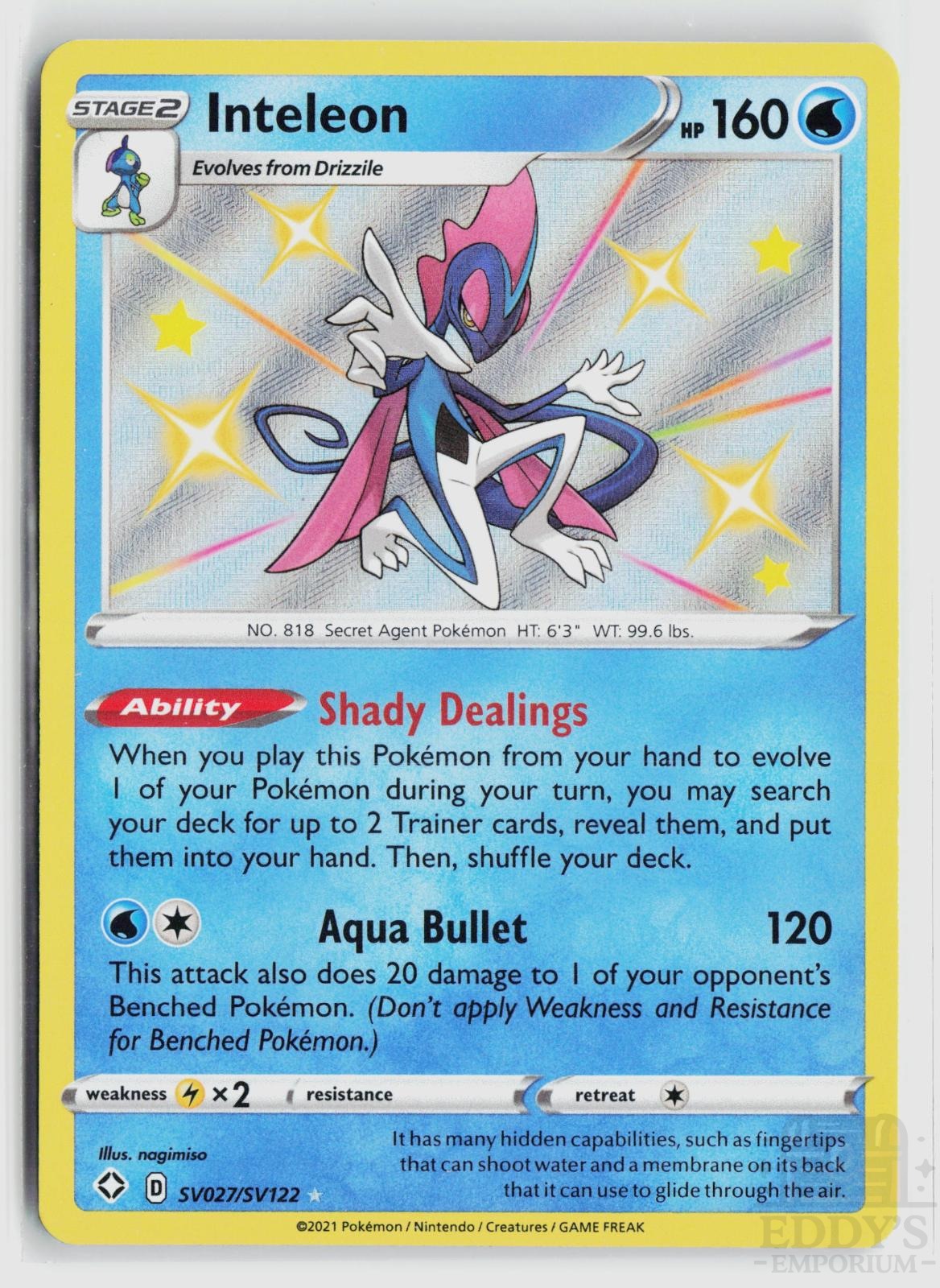 Inteleon SV027/SV122 Shining Fates Shiny Vault Pokemon Holo Shiny Rare