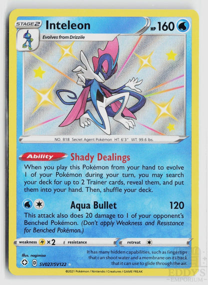 Inteleon SV027/SV122 Shining Fates Shiny Vault Pokemon Holo Shiny Rare