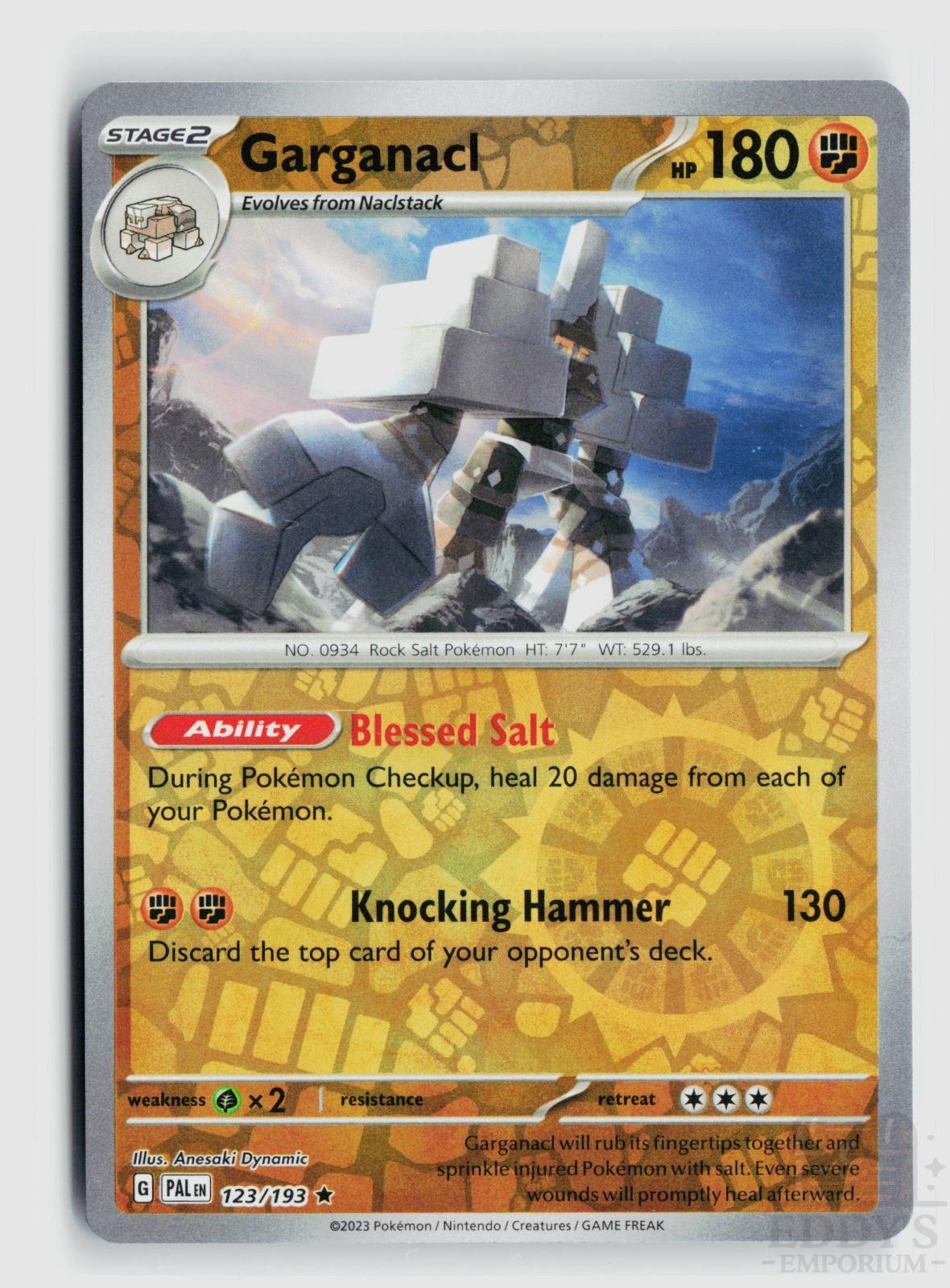 Garganacl 123/193 Paldea Evolved Pokemon Reverse Holo Rare NM