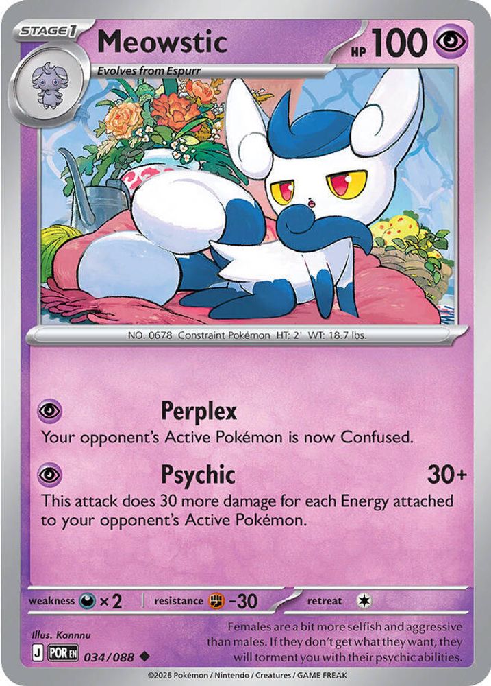 Meowstic 034/088 Perfect Order Pokemon Reverse Holo Uncommon NM