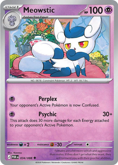 Meowstic 034/088 Perfect Order Pokemon Reverse Holo Uncommon NM