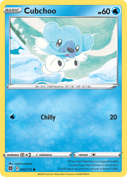 Cubchoo 042/172 Brilliant Stars Pokemon Reverse Holo Common NM