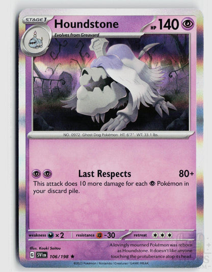 Houndstone 106/198 Scarlet & Violet Pokemon Holo Rare NM