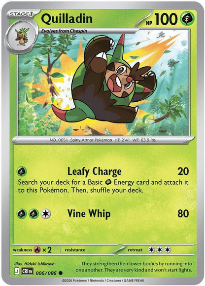 Quilladin 006/086 Chaos Rising Pokemon Reverse Holo Common NM