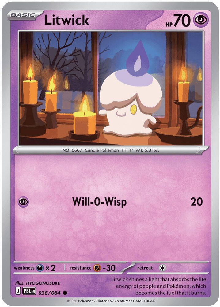 Litwick 036/084 Pitch Black Pokemon Reverse Holo
