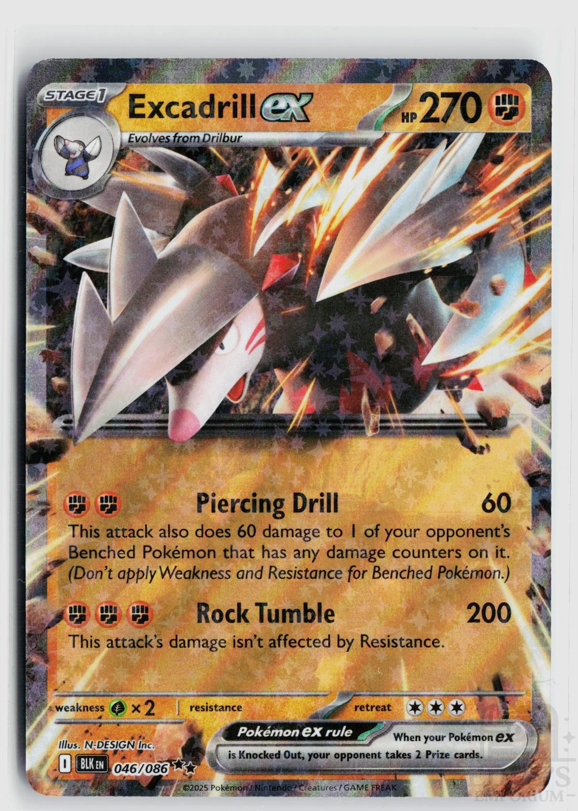 Excadrill ex 046/086 Black Bolt Pokemon Holo Double Rare