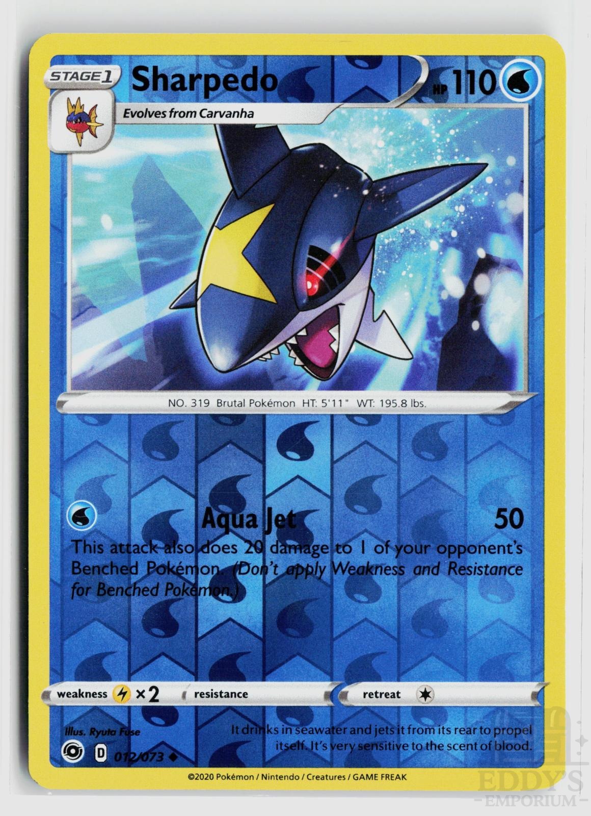 Sharpedo 012/073 Champion's Path Pokemon Reverse Holo Uncommon NM