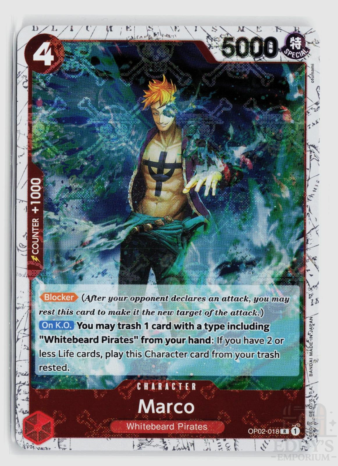 Marco (Jolly Roger Foil) OP02-018 Premium Booster -The Best- One Piece Rare