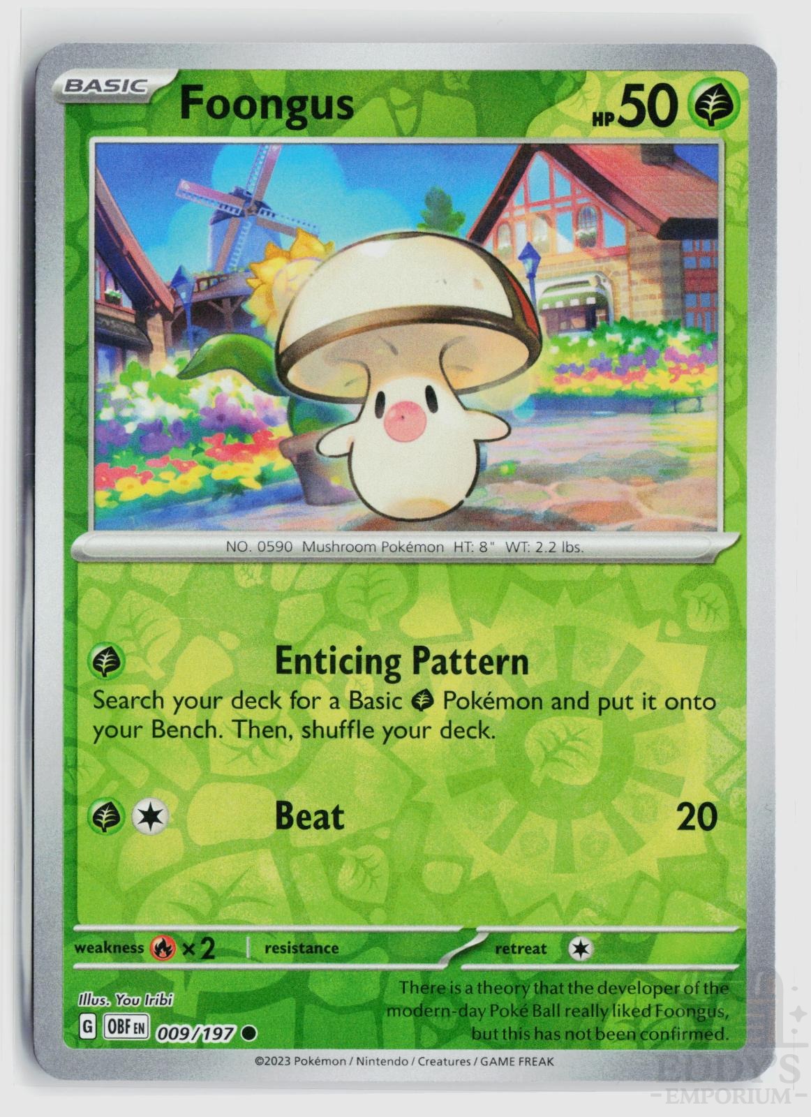 Foongus 009/197 Obsidian Flames Pokemon Reverse Holo Common NM