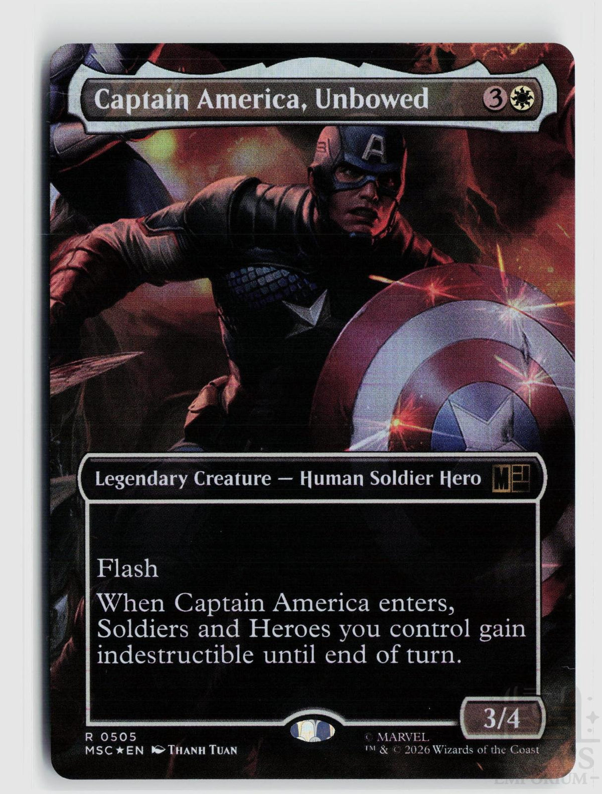 Captain America, Unbowed (Borderless) 505 Commander: Marvel Super Heroes Magic: The Gathering Foil