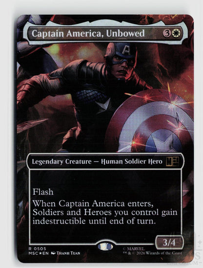 Captain America, Unbowed (Borderless) 505 Commander: Marvel Super Heroes Magic: The Gathering Foil