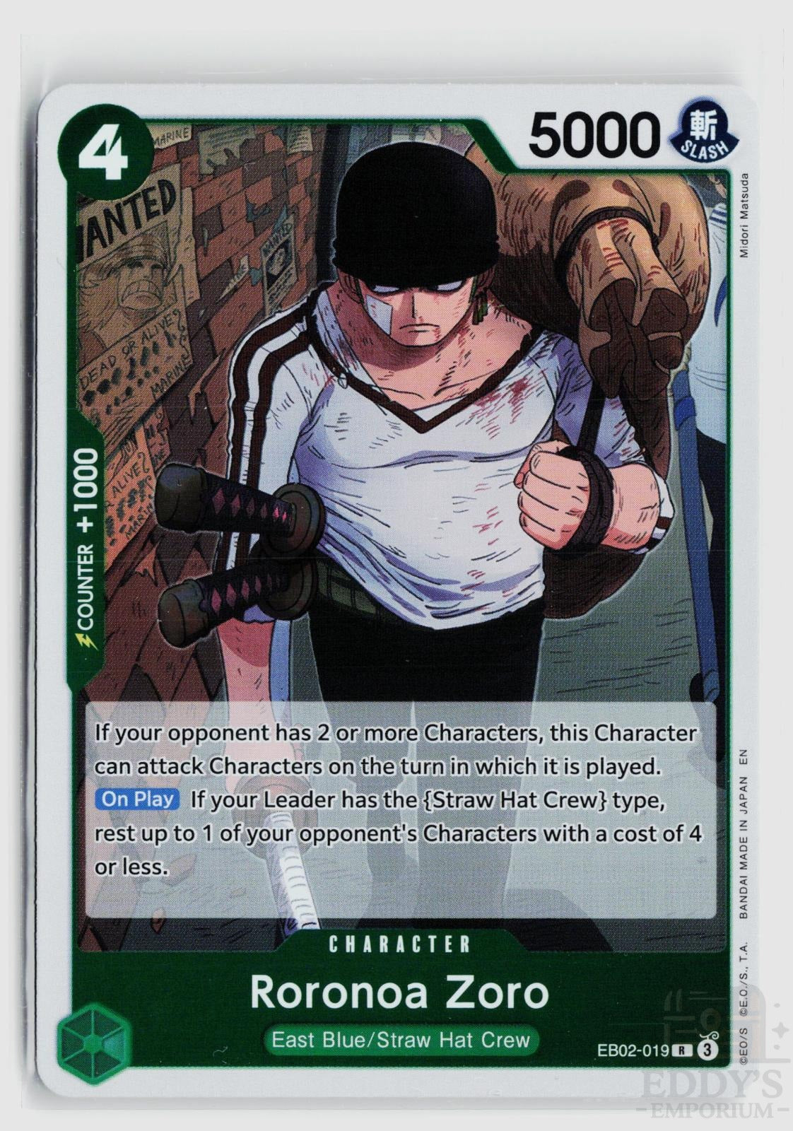 Roronoa Zoro EB02-019 Extra Booster: Anime 25th Collection One Piece Foil Rare
