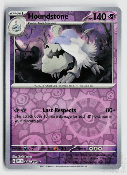 Houndstone 106/198 Scarlet & Violet Pokemon Reverse Holo Rare NM